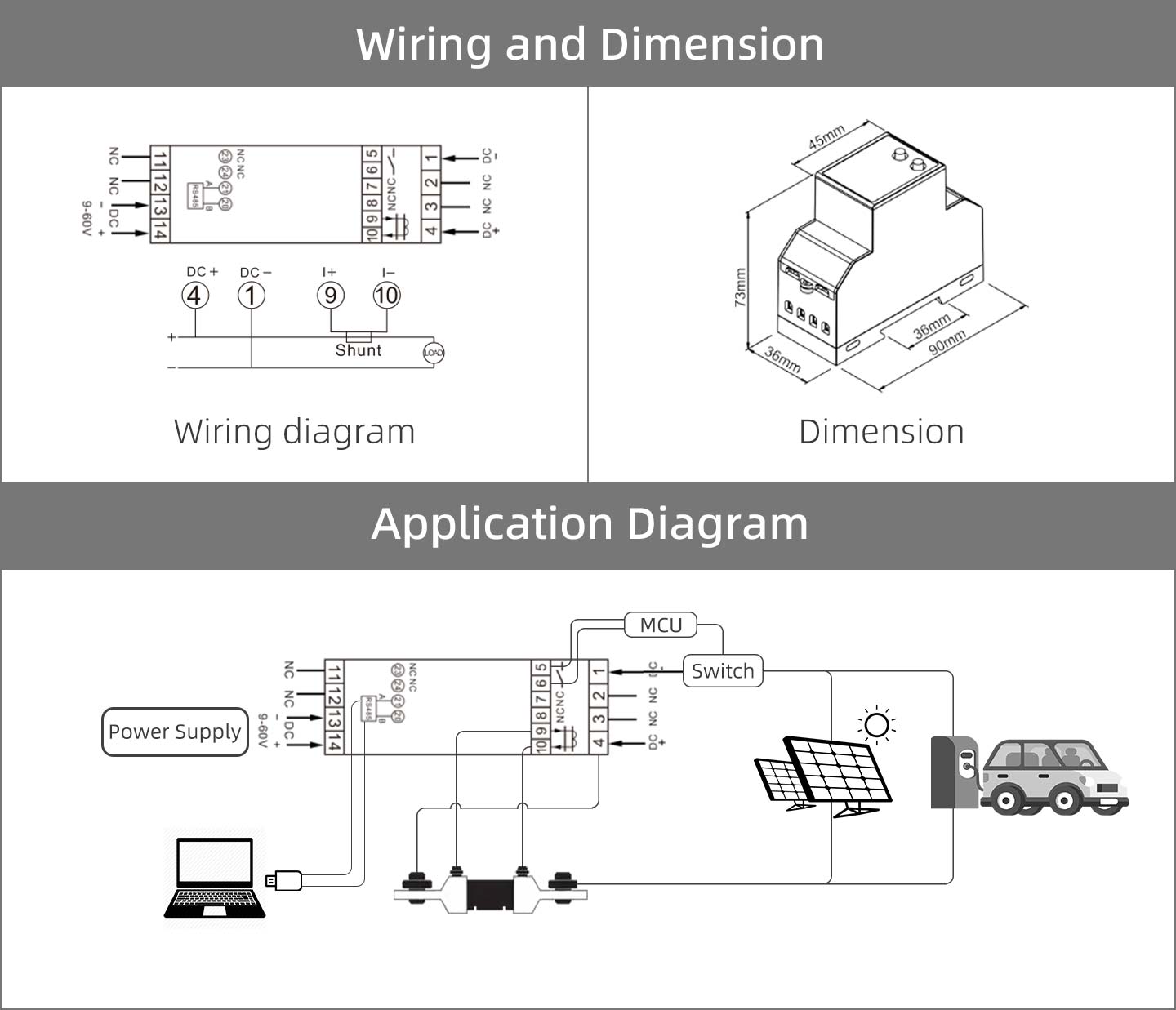 5~1000VDC DIN Rail Multi-tariff RS485 Bi directional DC Energy Meter for EV Fast Charging Pile