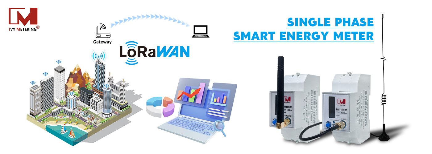 Single Phase LoRaWAN Energy Meter LoRa EU 868MHz Power Electricty Meter for Smart Building Metering