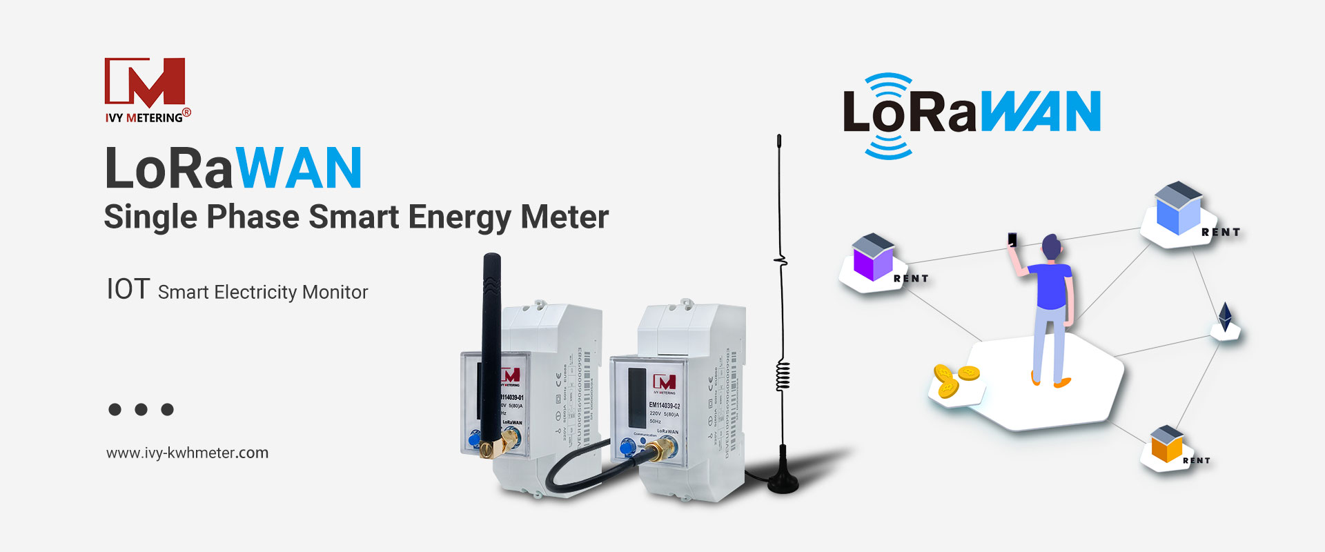 Single Phase Prepaid LoRa Smart Energy Meter with Frequency Band LoRaWAN EU868MHz