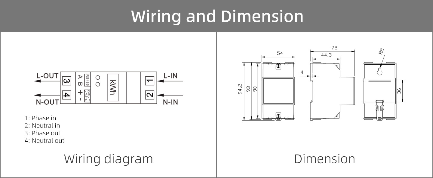 DIN Rail 1 Phase RS485 Bluetooth