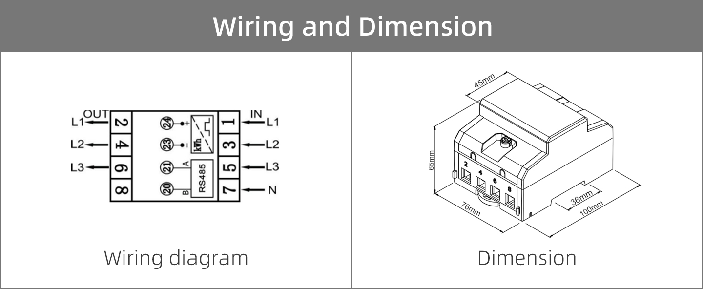 RS485 Multi-function Net Energy Meter Three Phase Bi-directional Meter for PV Solar Monitoring System