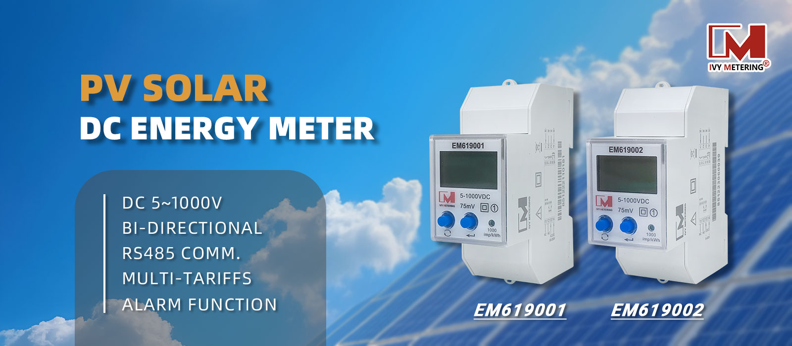 Multi-tariff RS485 Modbus/DLT645 Bidirectional DC Energy Meter for PV Solar Metering